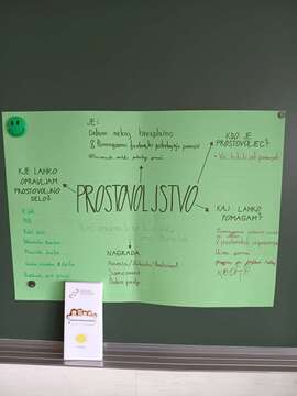 Predstavitev prostovoljstva na delavcnici z učenci